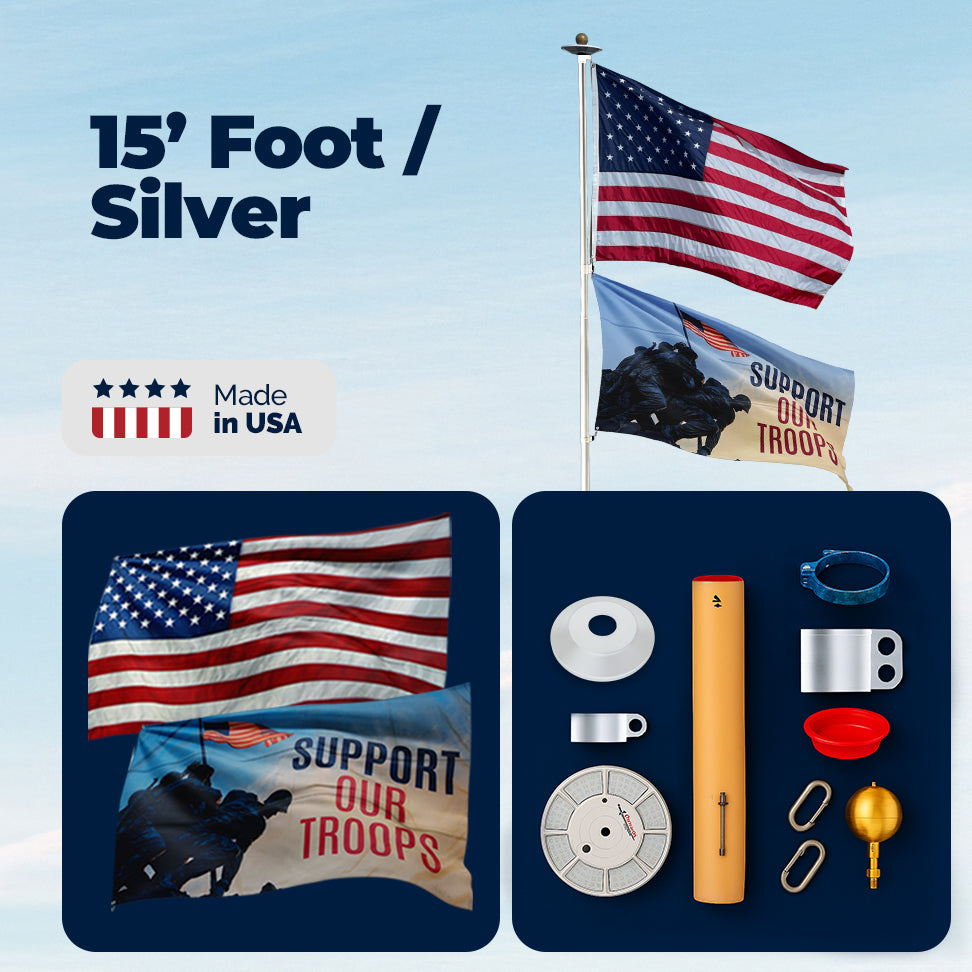 Skip Bedell Memorial Day Telescoping Flagpole Package Deal - packaging view