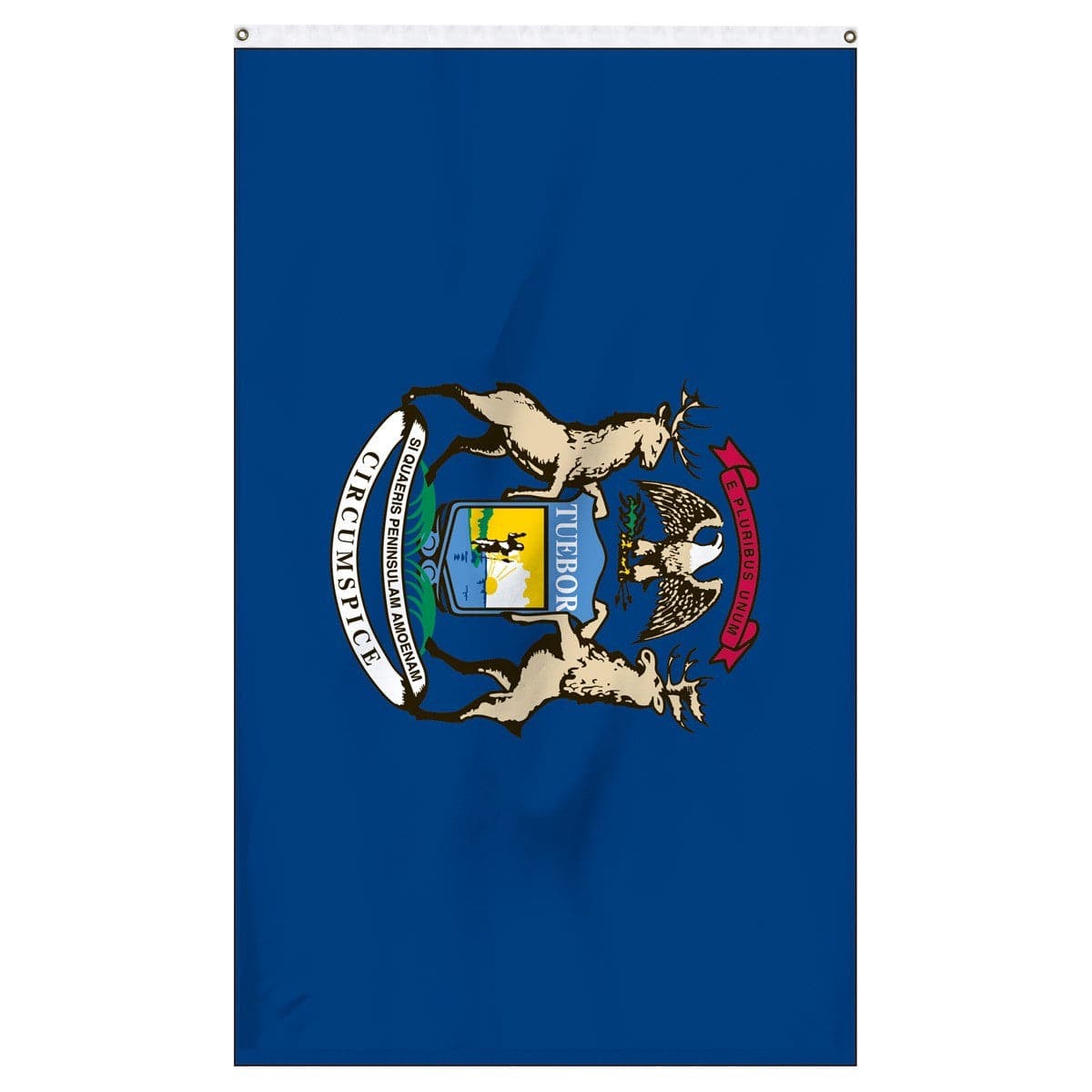 Michigan state flag in vibrant colors, made in the USA by Atlantic Flag & Pole Inc.