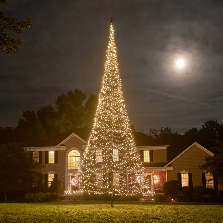 Patriot Glo 4000 commercial LED flagpole Christmas tree, 33ft, warm white lights