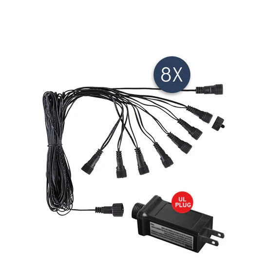 Patriot-Glo LED Flagpole Christmas Tree | Transformer + Cable Junction Set (8 Connections) - product view