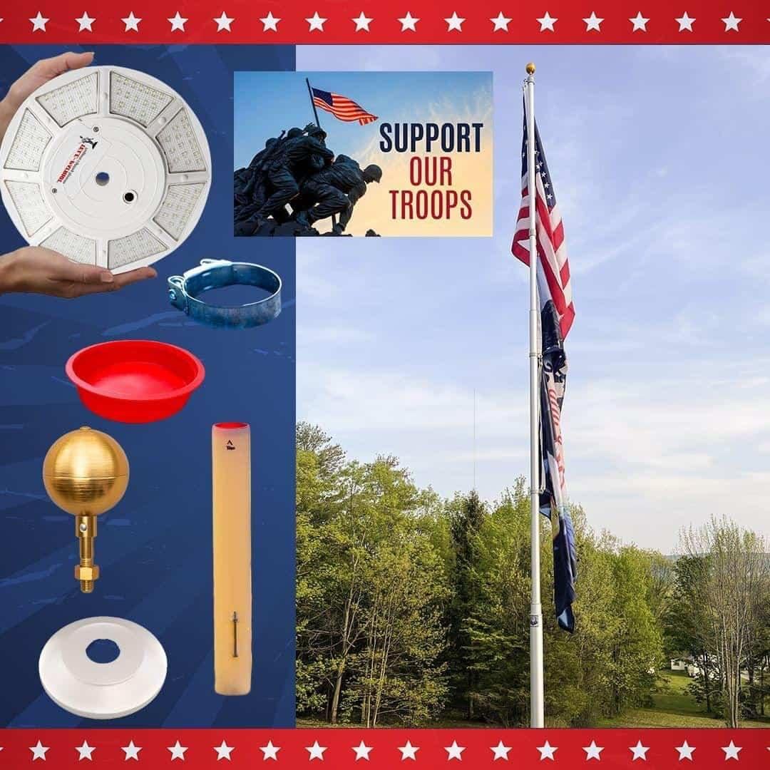 15-foot telescoping flagpole in black bronze from Atlantic Flag & Pole, ideal for Memorial Day displays.
