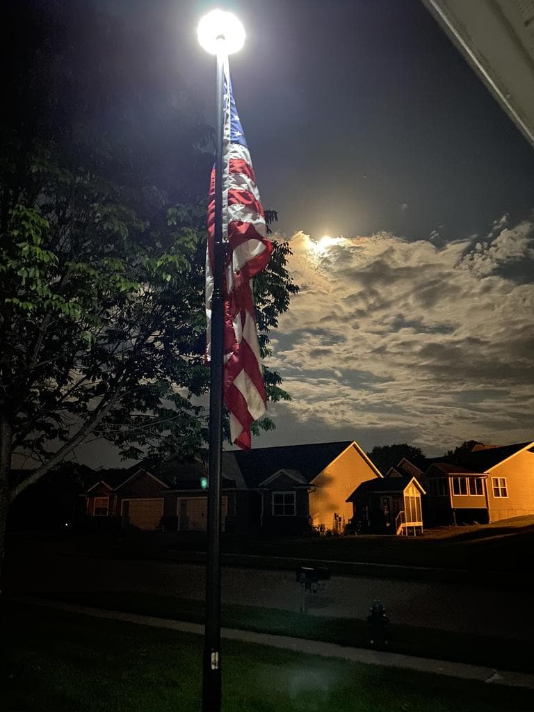 TelePatriot 800 Series Solar Flagpole Light - 200 LED Waterproof IP65 - side angle