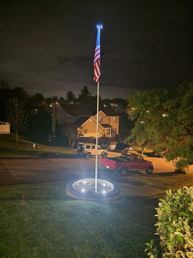 TelePatriot 800 Series Solar Flagpole Light - 200 LED Waterproof IP65 - action shot