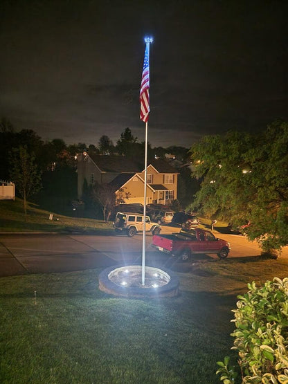 TelePatriot 800 Series Solar Flagpole Light - 200 LED Waterproof IP65 - action shot