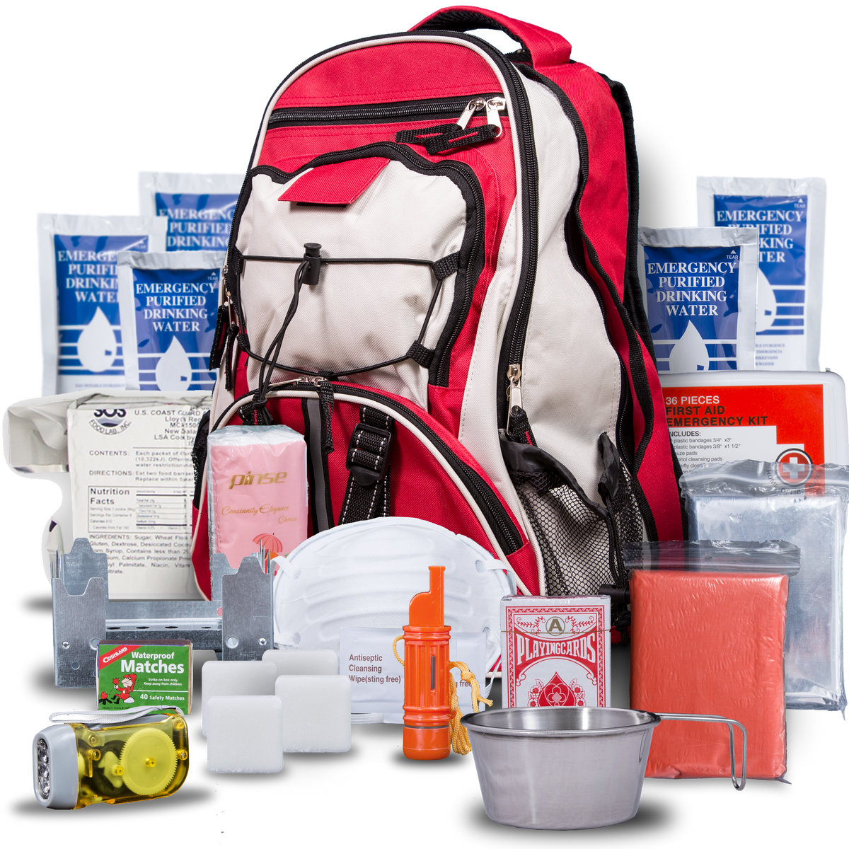 Blue Seventy-Two PRO SERIES tactical 72-hour emergency survival kit with essential supplies and battery-free flashlight
