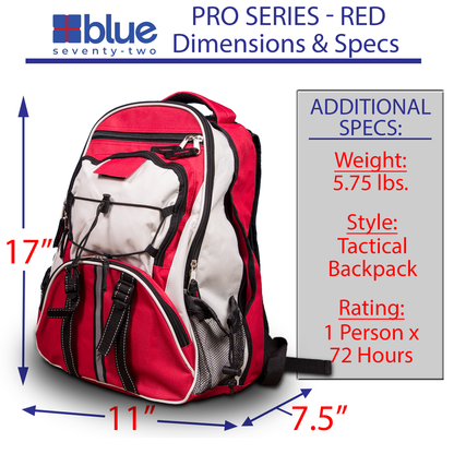 Blue 72-hour survival kit for 4 people, emergency supplies in durable backpack, by Blue Coolers.