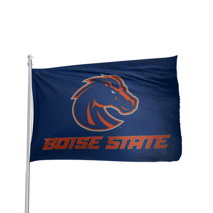 Boise State Broncos 3x5 premium deluxe flag in blue and orange, featuring team logo by Atlantic Flag & Pole Inc.