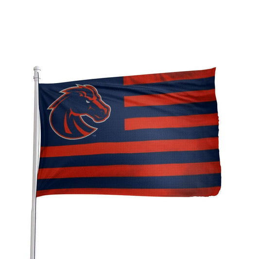 Boise State Broncos 3x5 striped premium flag by Atlantic Flag & Pole Inc. in vibrant blue and orange colors.