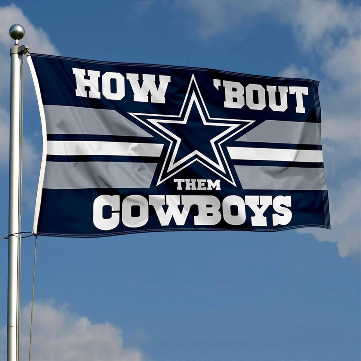 Dallas Cowboys 3x5 durable nylon flag in team colors, featuring the iconic Cowboys star logo