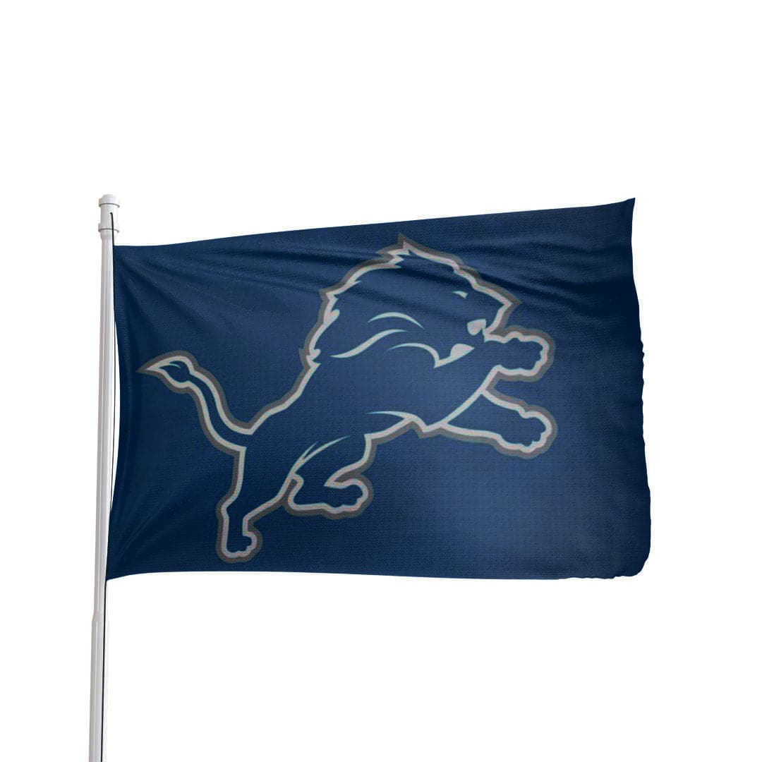 Official Detroit Lions NFL flag, durable nylon, blue and silver, 3x5 feet, by Atlantic Flag & Pole Inc.