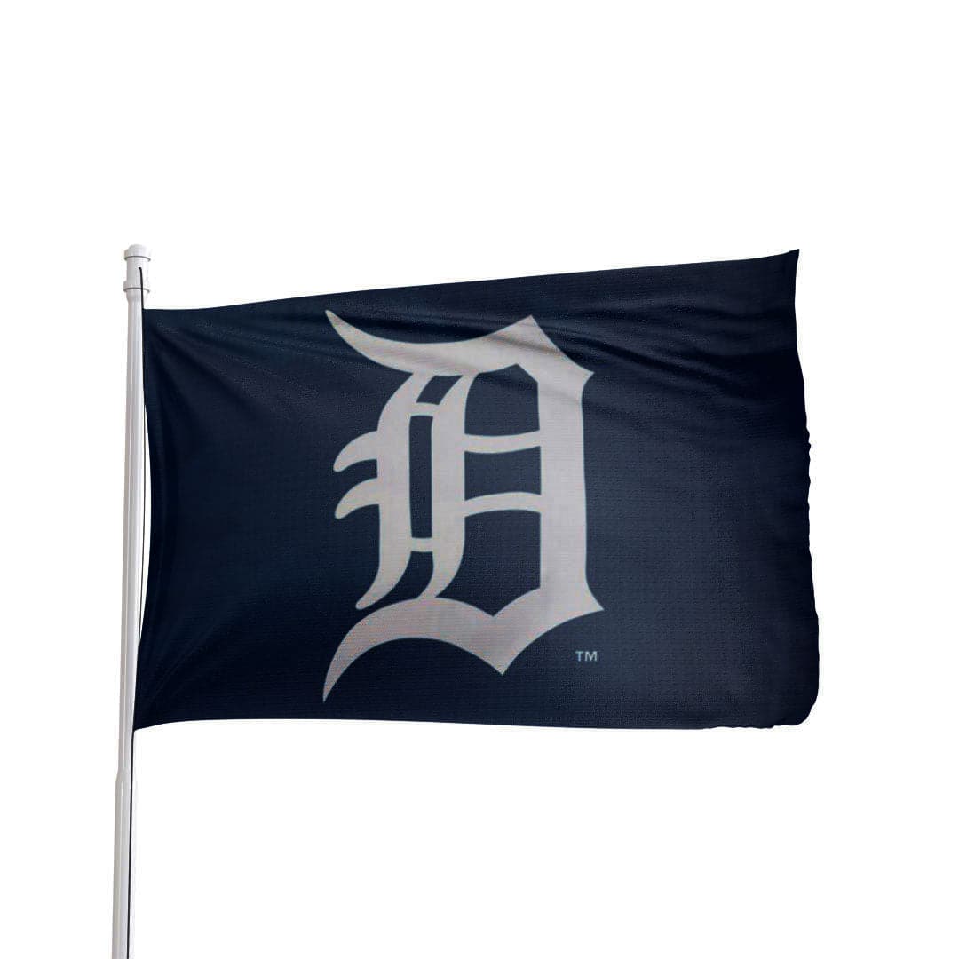 Detroit Tigers 3x5 polyester flag in team colors, official MLB merchandise by Atlantic Flag & Pole Inc.