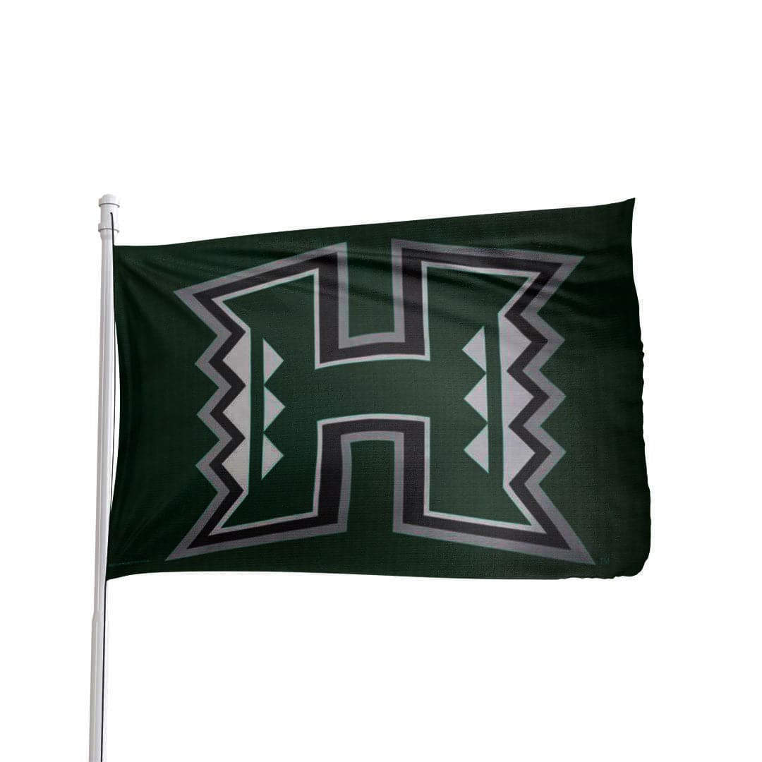 Hawaii Rainbow Warriors 3x5 flag with bold colors, featuring team logo, by Atlantic Flag & Pole Inc.