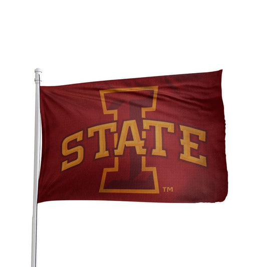 Iowa State Cyclones 3x5 flag in vibrant red and gold, featuring the team logo, by Atlantic Flag & Pole Inc.