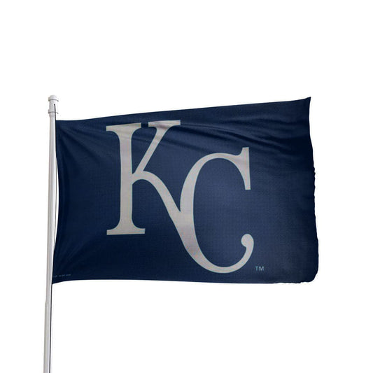 Kansas City Royals 3x5 flag in blue and white with team logo by Atlantic Flag & Pole Inc.