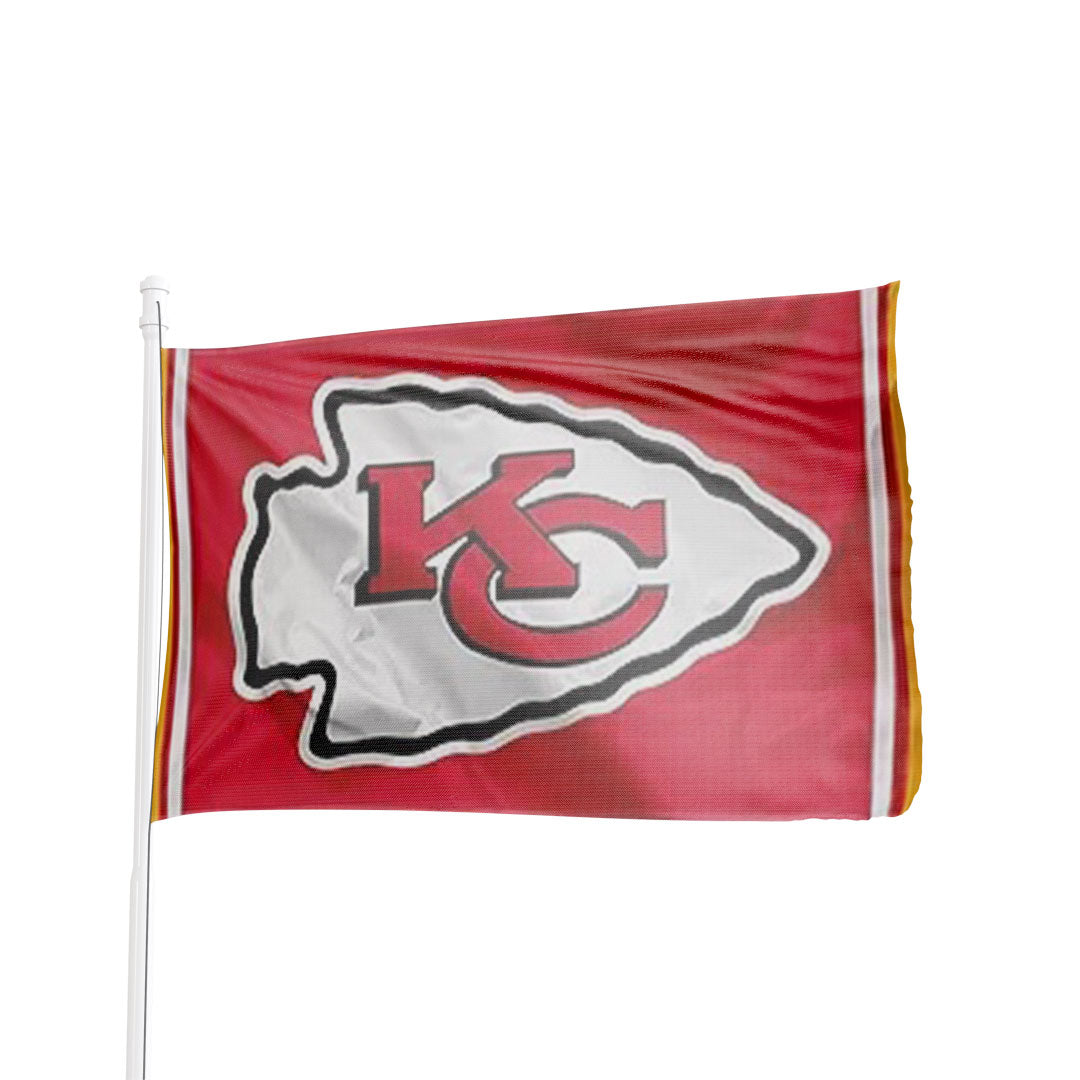 Red Kansas City Chiefs flag with team logo by Atlantic Flag & Pole Inc.