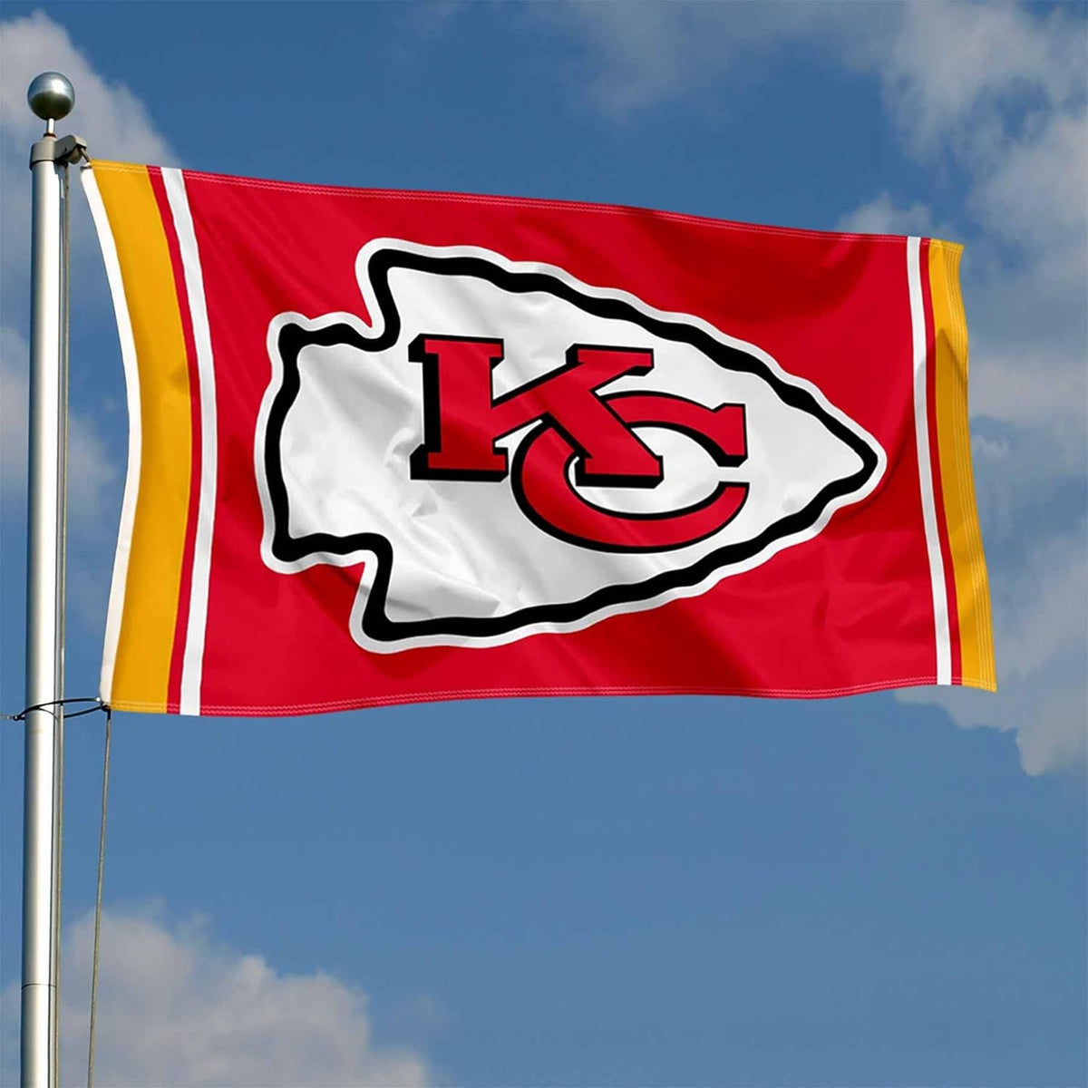 Red Kansas City Chiefs flag with team logo by Atlantic Flag & Pole Inc.