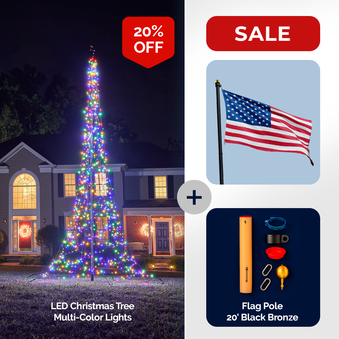 Phoenix Flagpole Christmas Tree Light Kit | For 20' & 25' Poles - lifestyle photo
