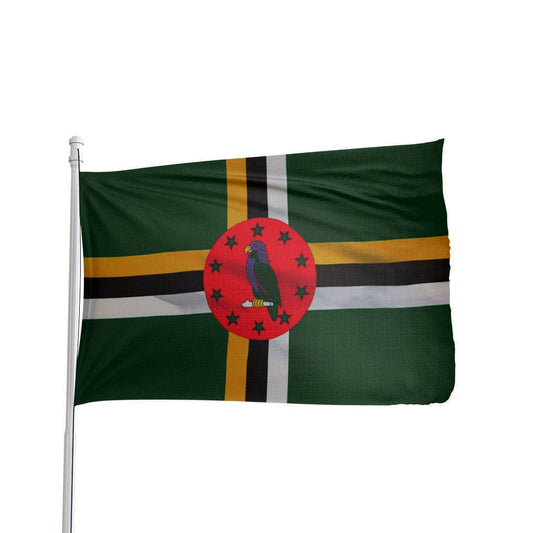 Dominica flag 3x5 ft in authentic nylon with brass grommets and canvas heading by Atlantic Flag & Pole Inc.