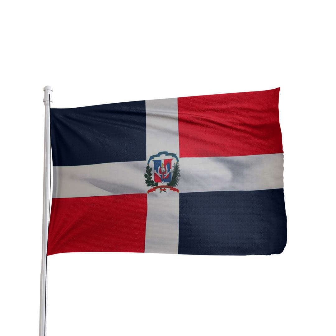 Dominican Republic flag 3x5 ft made of 100% nylon with brass grommets and canvas heading by Atlantic Flag & Pole Inc.