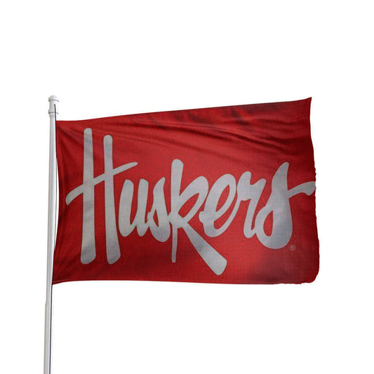Nebraska Cornhuskers 3x5 flag in vibrant red and white, made by Atlantic Flag & Pole Inc.