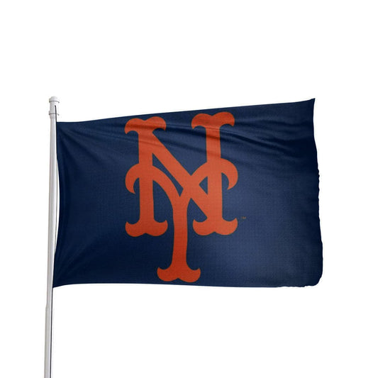 New York Mets 3x5 polyester flag in blue and orange, officially licensed by Atlantic Flag & Pole Inc.