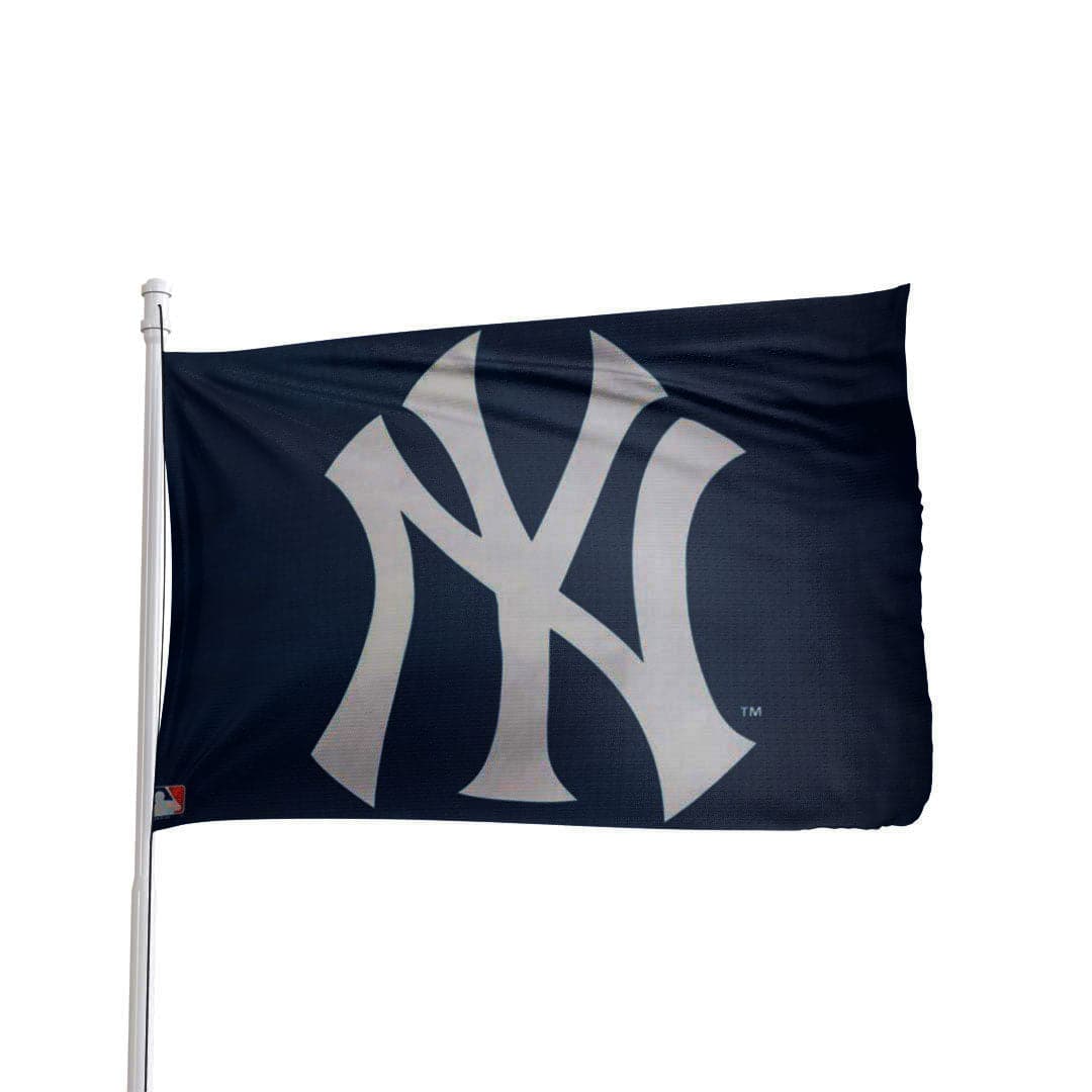 New York Yankees 3x5 flag in blue and white, officially licensed polyester, by Atlantic Flag & Pole Inc.
