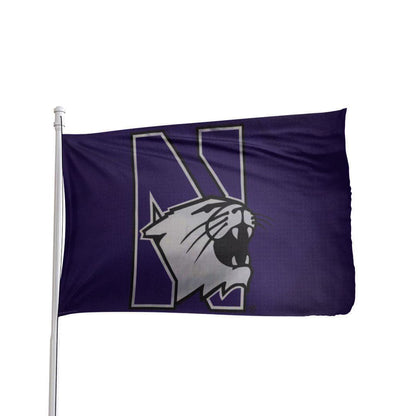 Northwestern Wildcats 3x5 flag in vibrant purple and white, NCAA licensed by Atlantic Flag & Pole Inc.
