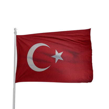 Red Turkey flag with white crescent and star, made by Atlantic Flag & Pole Inc.