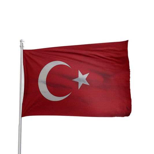 Red Turkey flag with white crescent and star, made by Atlantic Flag & Pole Inc.