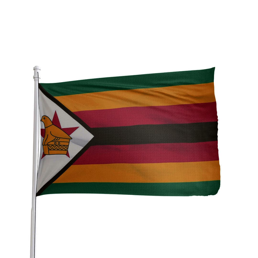 Zimbabwe flag in vibrant colors, made of durable fabric by Atlantic Flag & Pole Inc.