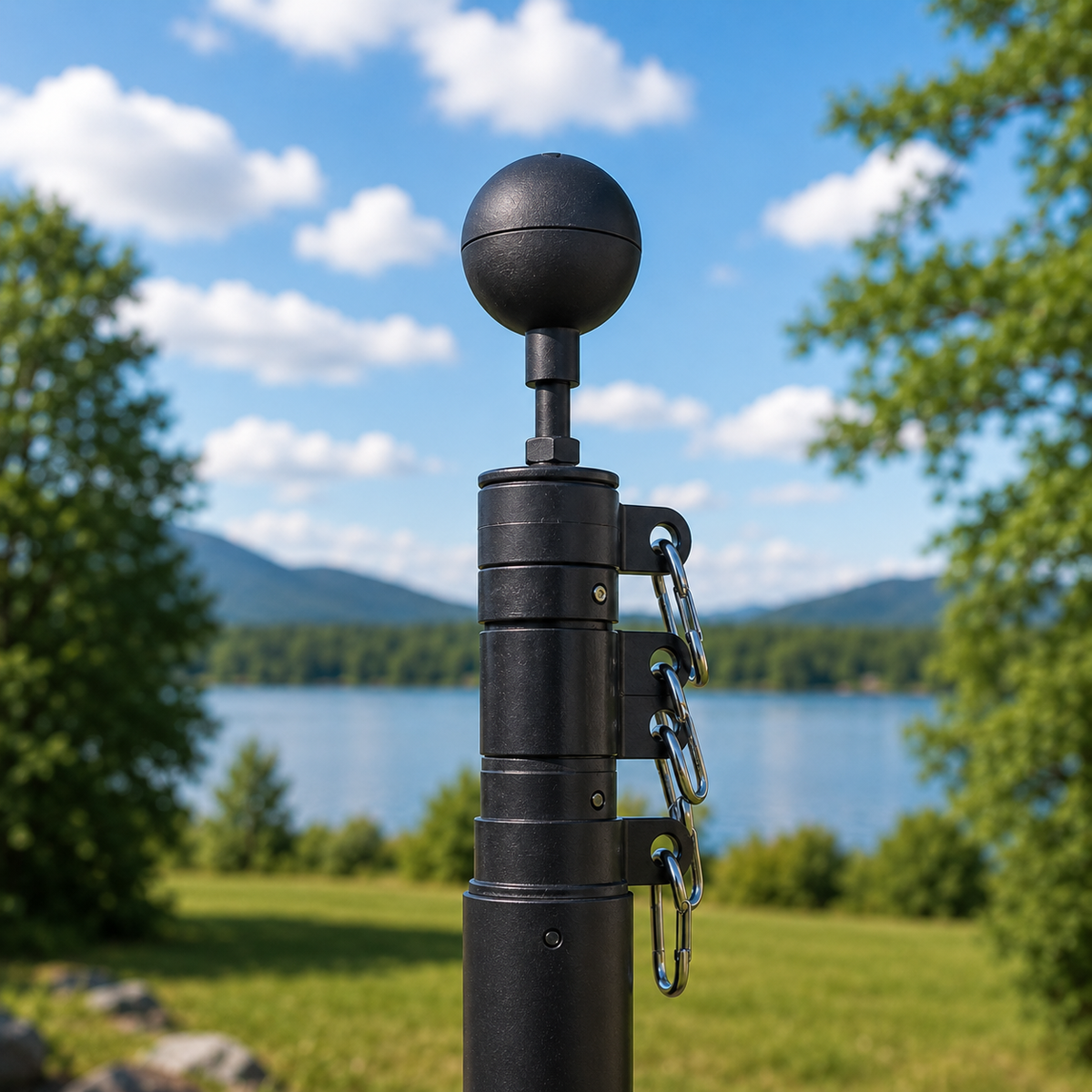 Aluminum Black Bronze Flagpole Ball Topper - American-made flagpole accessory by Atlantic Flag & Pole