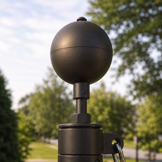 Aluminum Black Bronze Flagpole Ball Topper - American-made flagpole accessory by Atlantic Flag & Pole