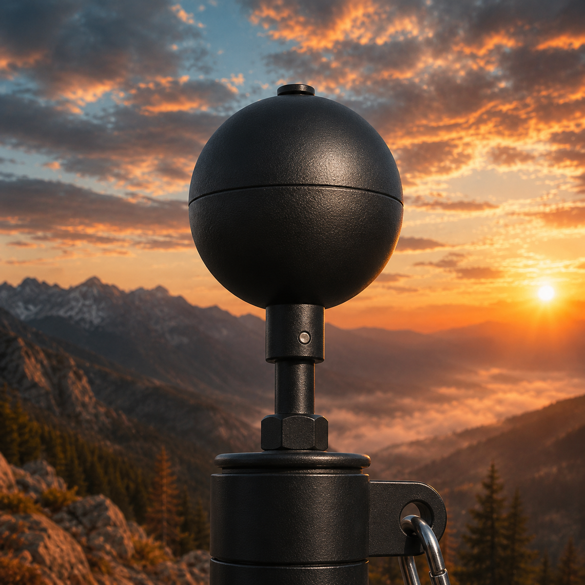 Aluminum Black Bronze Flagpole Ball Topper - American-made flagpole accessory by Atlantic Flag & Pole