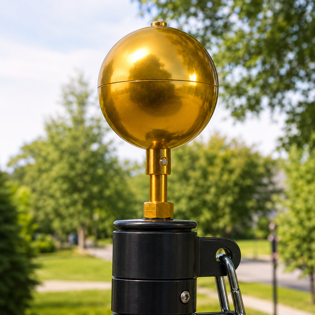 Aluminum Gold Flagpole Ball Topper - American-made flagpole accessory by Atlantic Flag & Pole