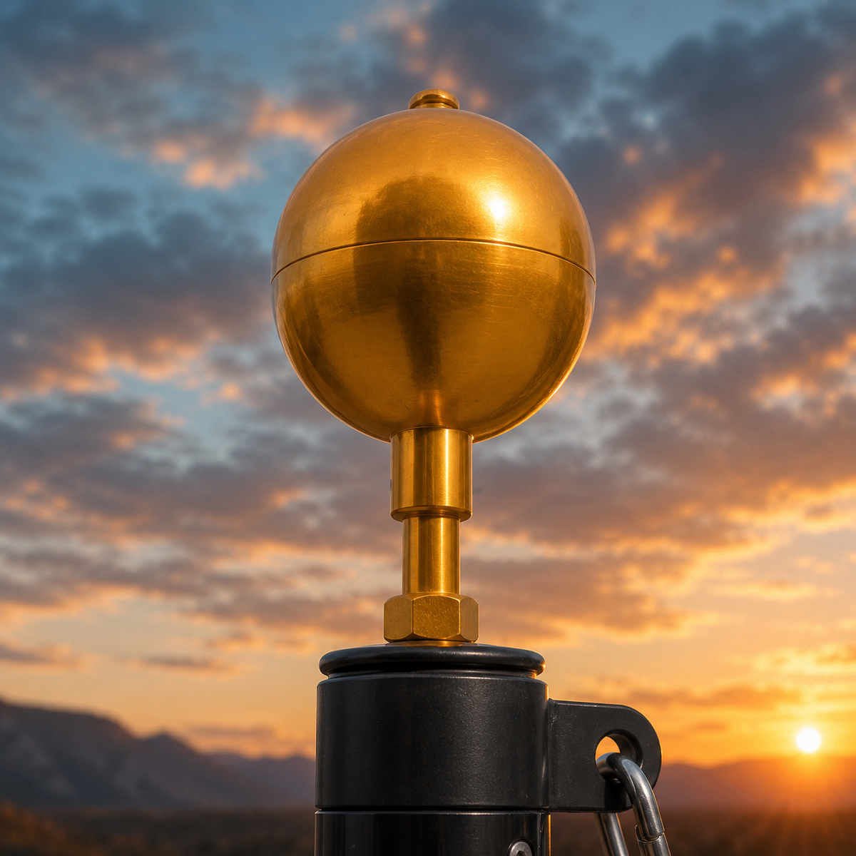 Aluminum Gold Flagpole Ball Topper - American-made flagpole accessory by Atlantic Flag & Pole