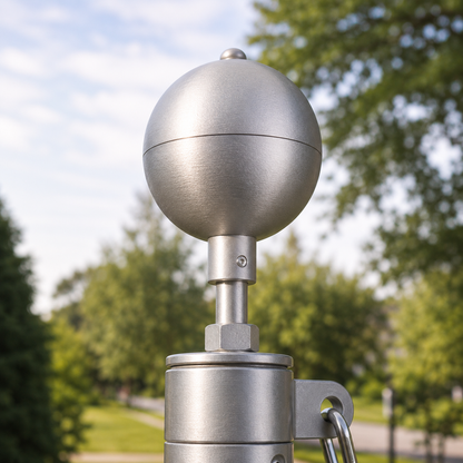 Aluminum Silver Flagpole Ball Topper - American-made flagpole accessory by Atlantic Flag & Pole