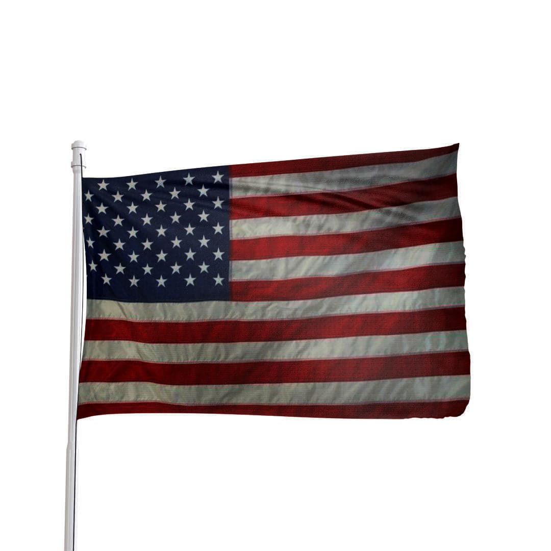 Embroidered cotton American flag with sewn stripes, featuring vibrant red, white, and blue colors, by Atlantic Flag & Pole I