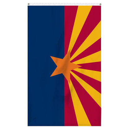 Durable nylon Arizona State flag featuring a 13-ray pattern, complete with brass grommets by Atlantic Flag and Pole Inc.
