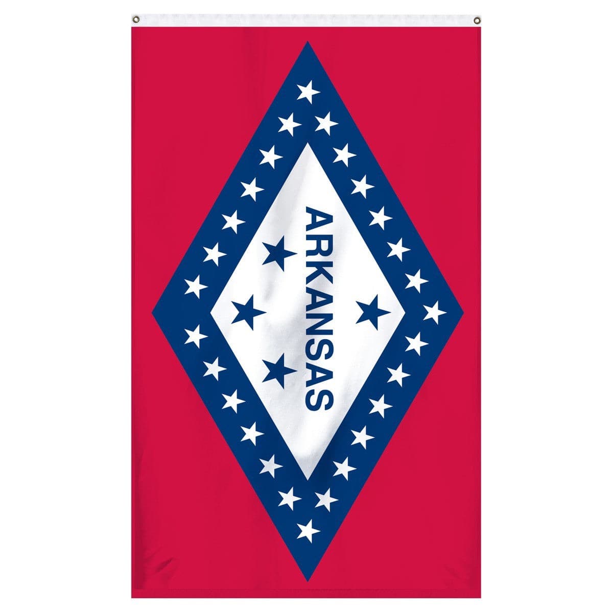 3x5 durable nylon Arkansas state flag with 25 stars, made in USA by Atlantic Flag & Pole Inc.