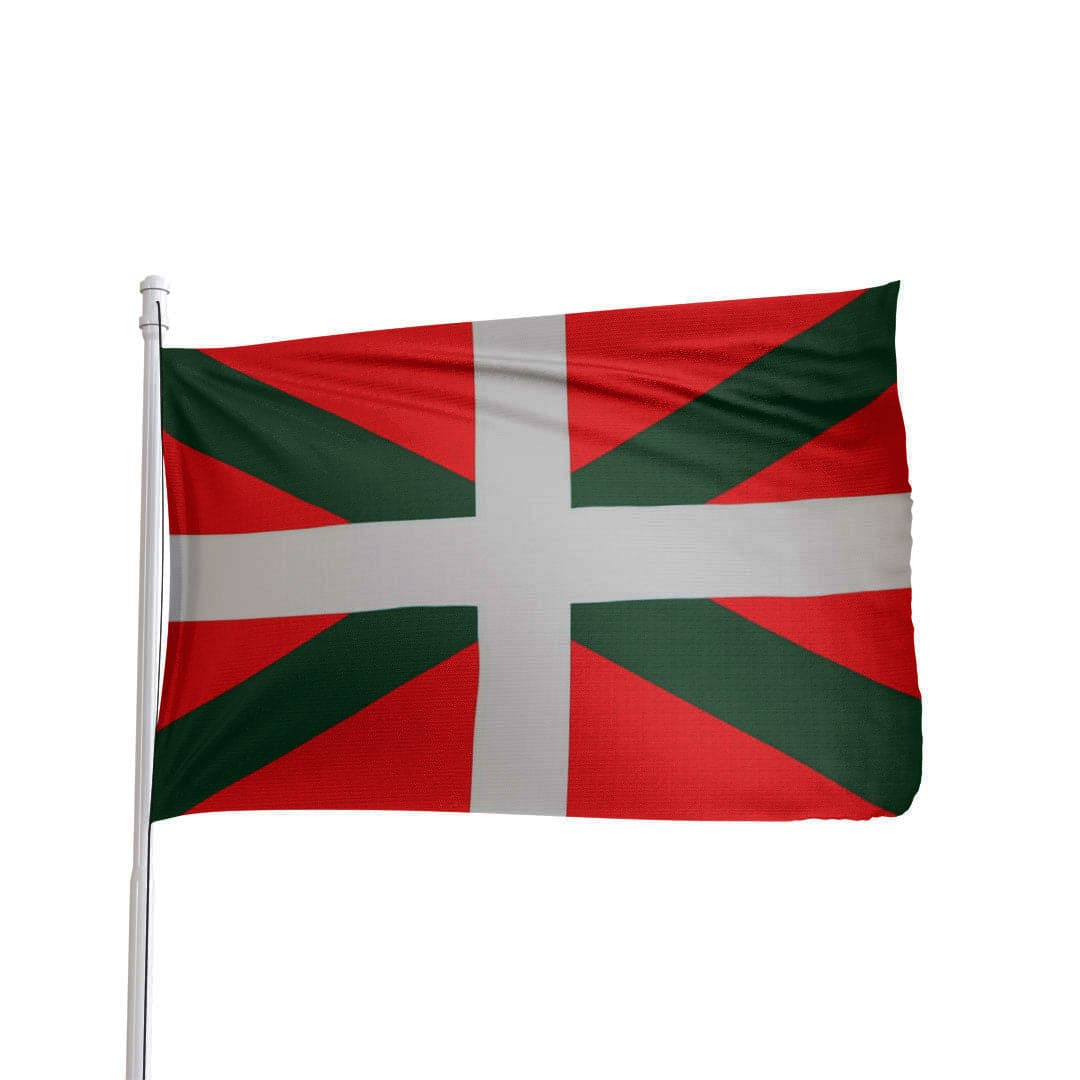 Basque Country flag, 3x5 ft, 100% nylon, outdoor heritage design by Atlantic Flag & Pole Inc. in red, green, and white.