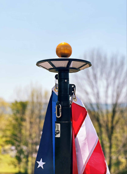 Atlantic Flagpole TelePatriot 800 Series solar flagpole light in black with 200 LEDs and waterproof design
