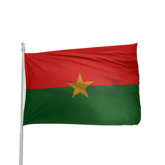 Burkina Faso 3x5 ft flag made of premium nylon with brass grommets, featuring vibrant colors and authentic design by Atlanti