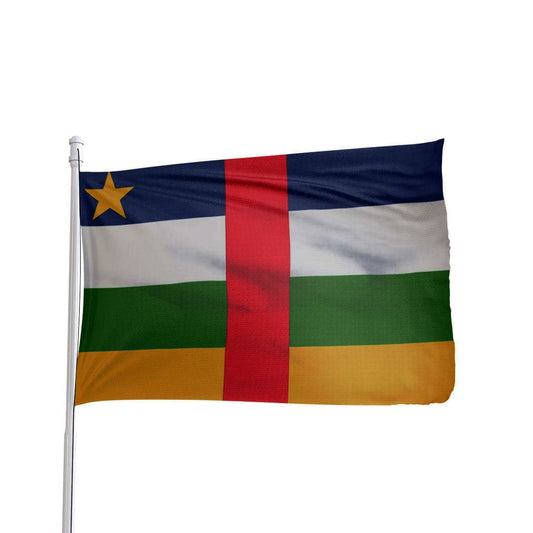 3x5 nylon Central African Republic flag with vibrant colors by Atlantic Flag & Pole Inc. for outdoor use
