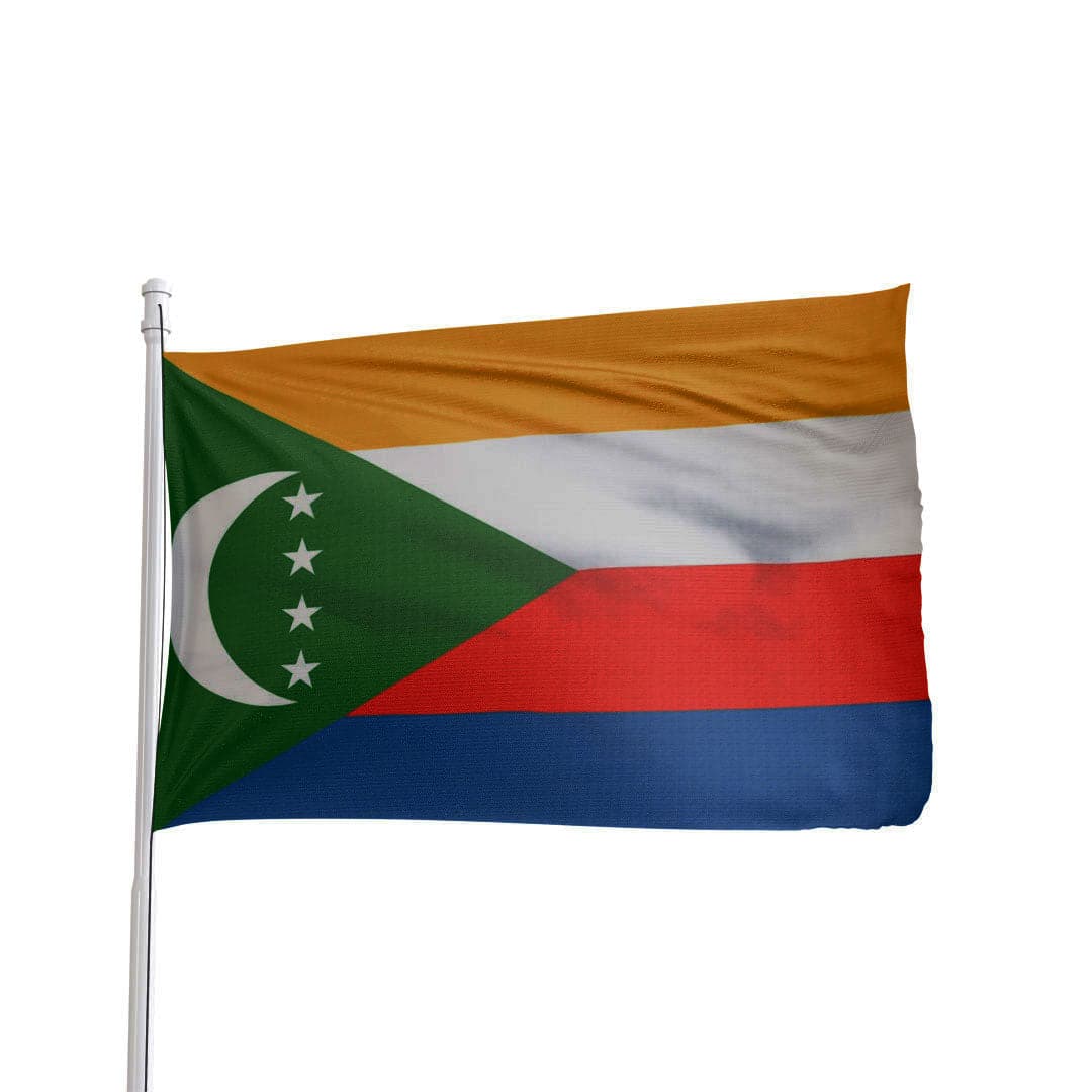 Comoros National Flag 3x5 Ft in vibrant nylon with brass grommets, by Atlantic Flag & Pole Inc.