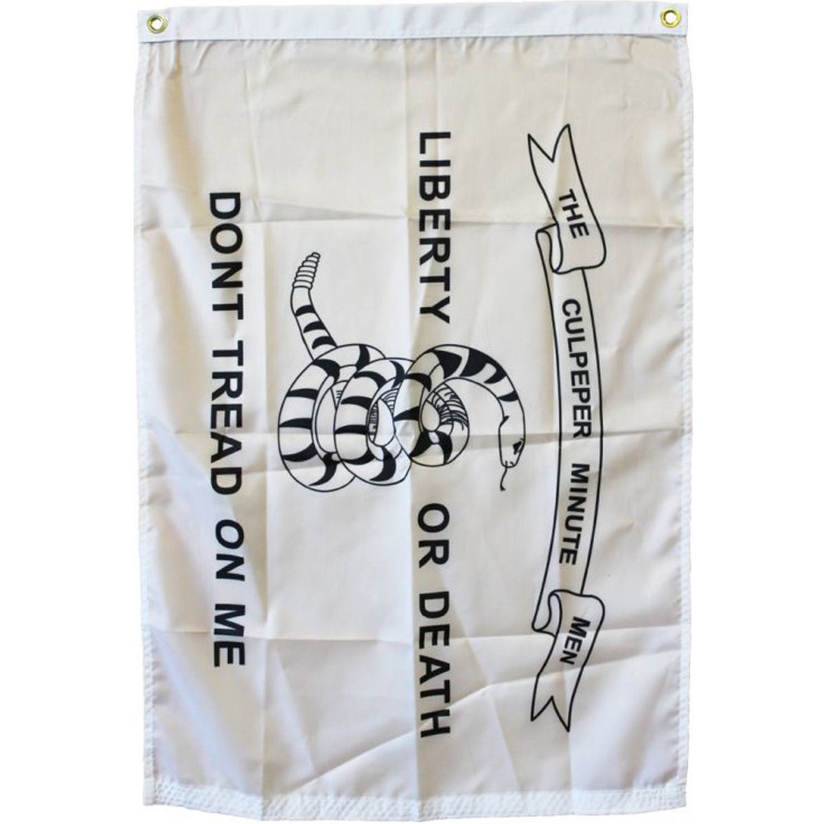 Culpeper Minute Men 3x5 nylon flag with brass grommets and 'Don't Tread on Me' design by Atlantic Flag & Pole Inc.