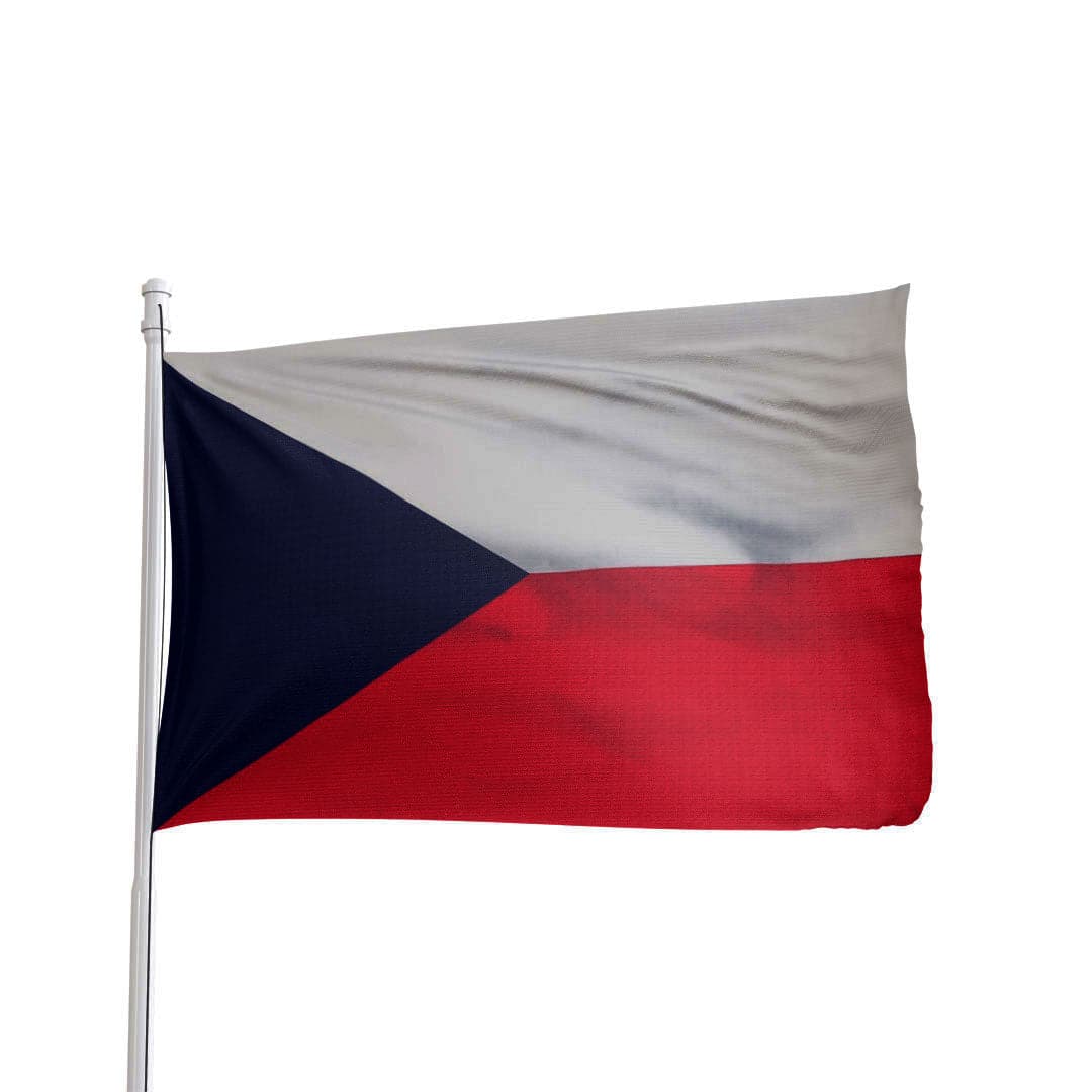 Czech Republic 3x5 feet flag made of 100% nylon, featuring brass grommets and a canvas heading by Atlantic Flag & Pole Inc.
