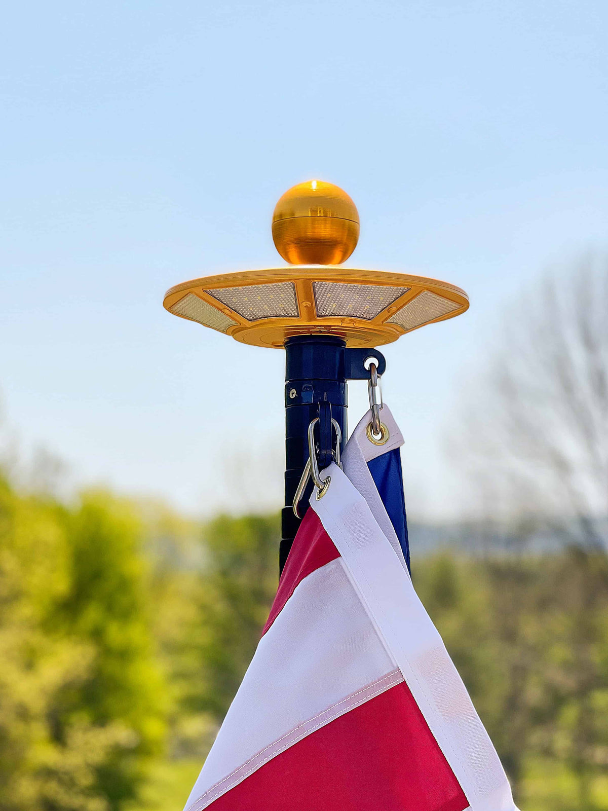TelePatriot 800 Series Solar Flagpole Light - 200 LED Waterproof IP65 - in-use demonstration
