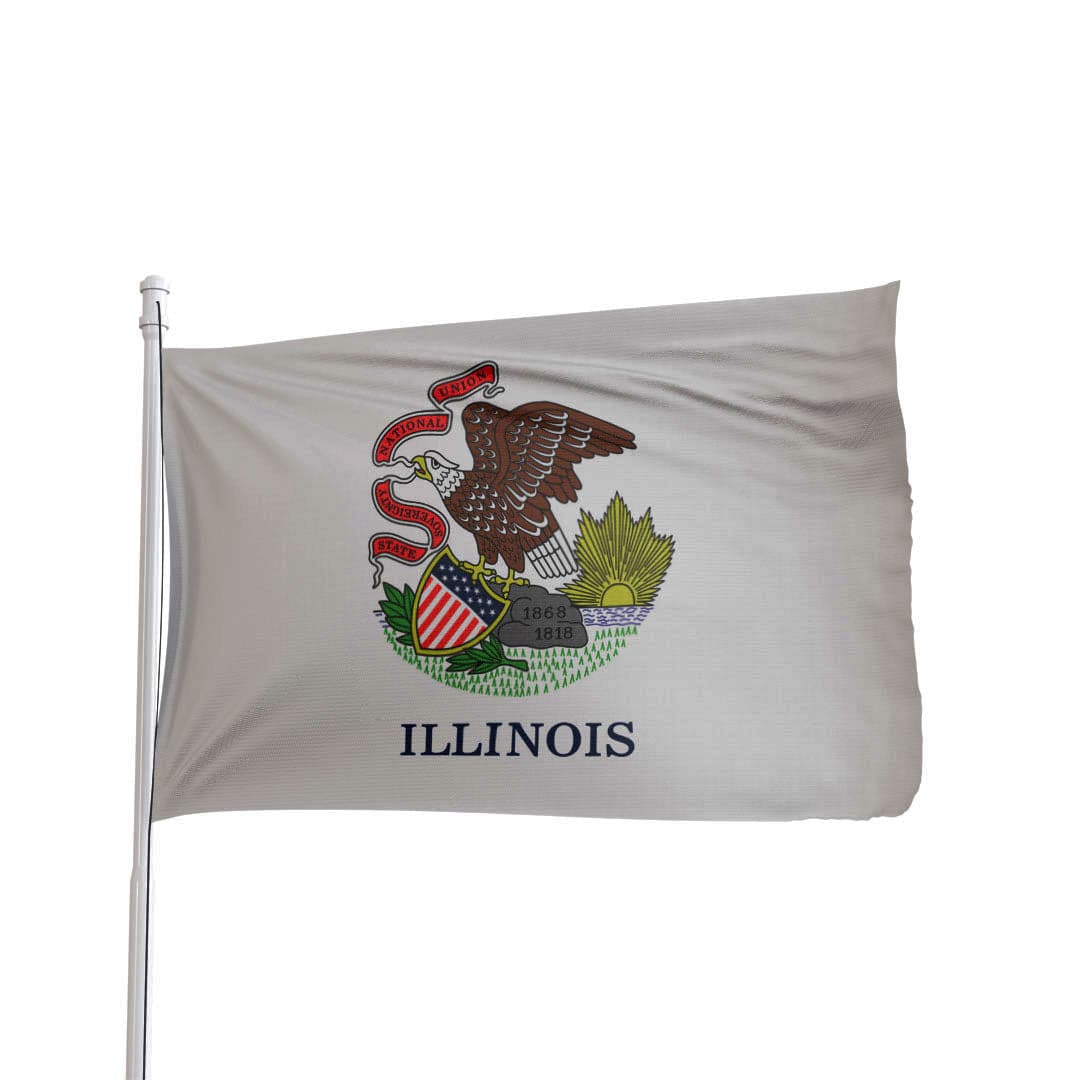 Illinois State Flag in vibrant colors, made in the USA by Atlantic Flag & Pole Inc.