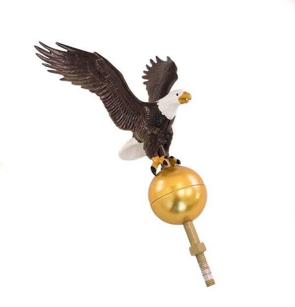 Hand-painted 12-inch natural wood eagle flagpole topper by Atlantic Flag & Pole Inc.