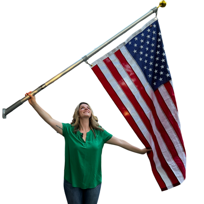 Phoenix 6FT Commercial Aluminum Outrigger Flag Pole Set USA Flag - assembled product
